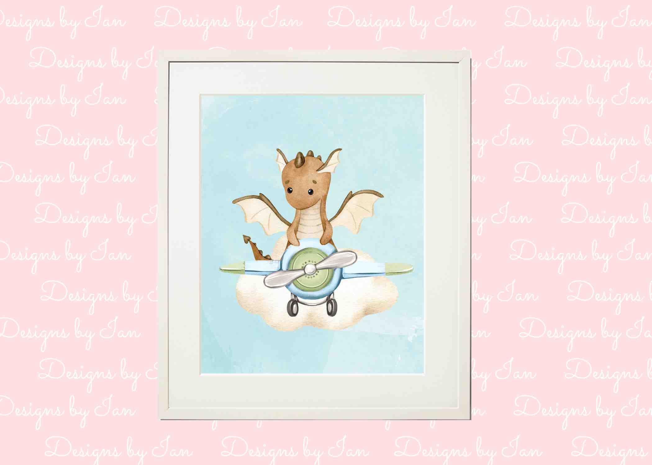 Printable Dragon in the airplane wall art