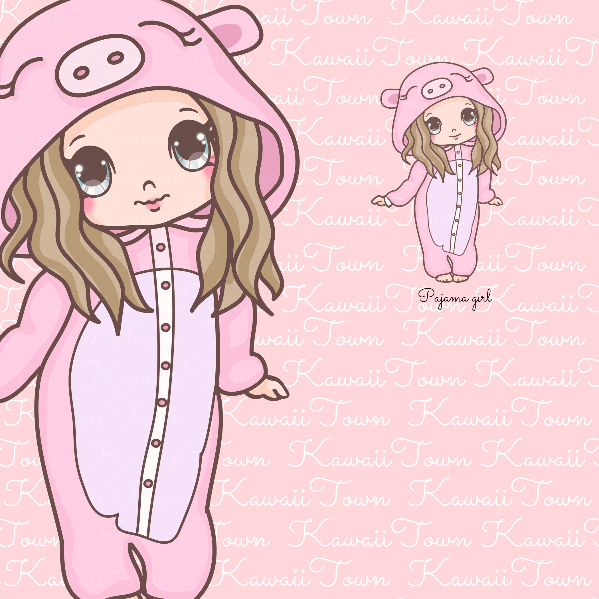 Kawaii Pajama Girl Clipart