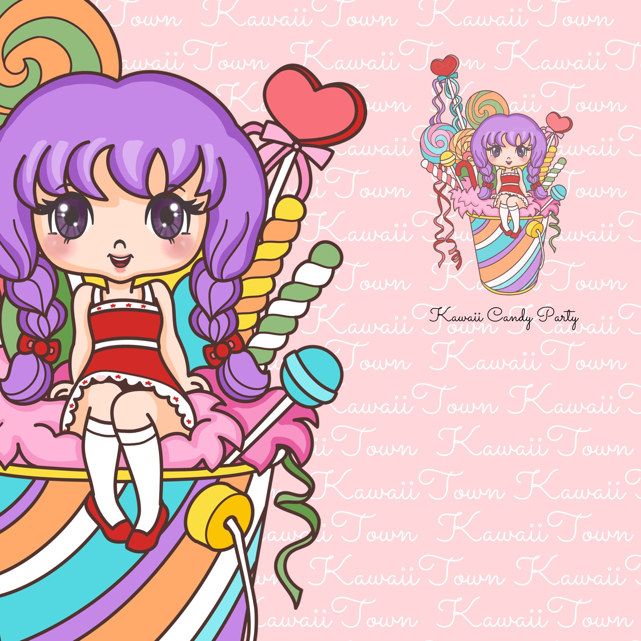 Kawaii Candy Party Clipart