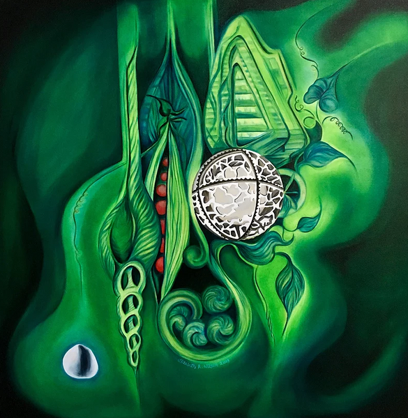 ‘BioPunk III,’ by Elizabeth R. Wilson, 2019. Oil on Canvas, 36"x36”