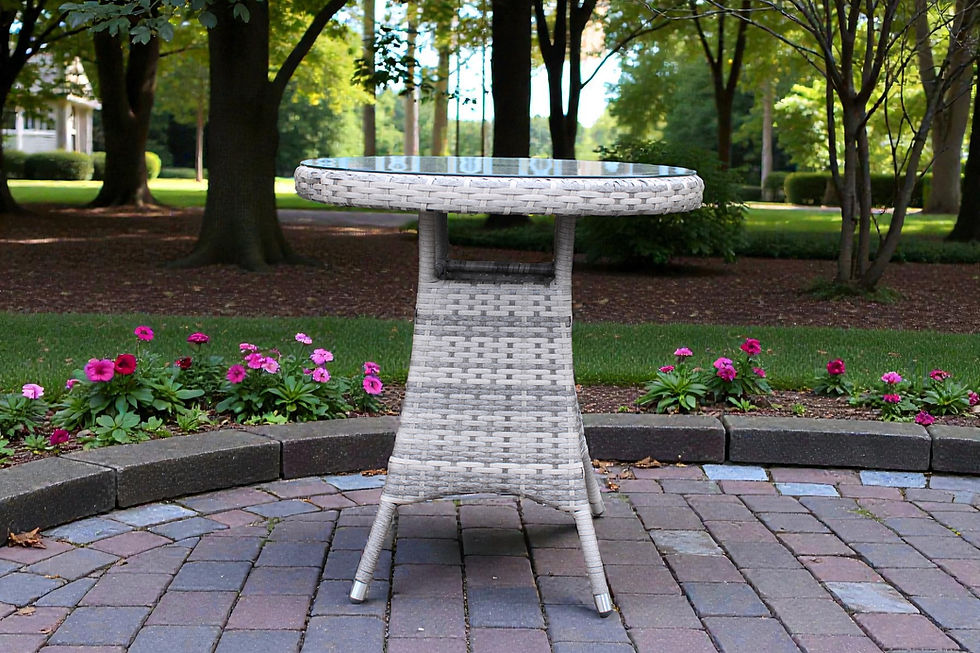 Thumbnail: palma rattan circular table close up with glass top