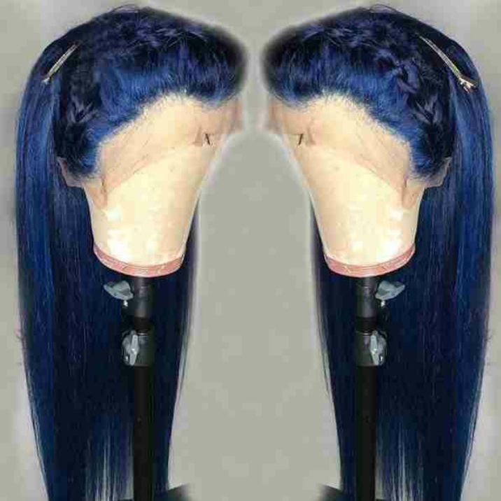 Miniatura: Lace wig na cor azul de cabelo orgânico 