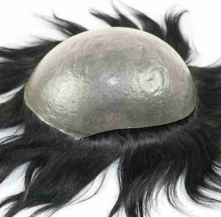 Miniatura: Black Straight Lace para homens cabelo humano
