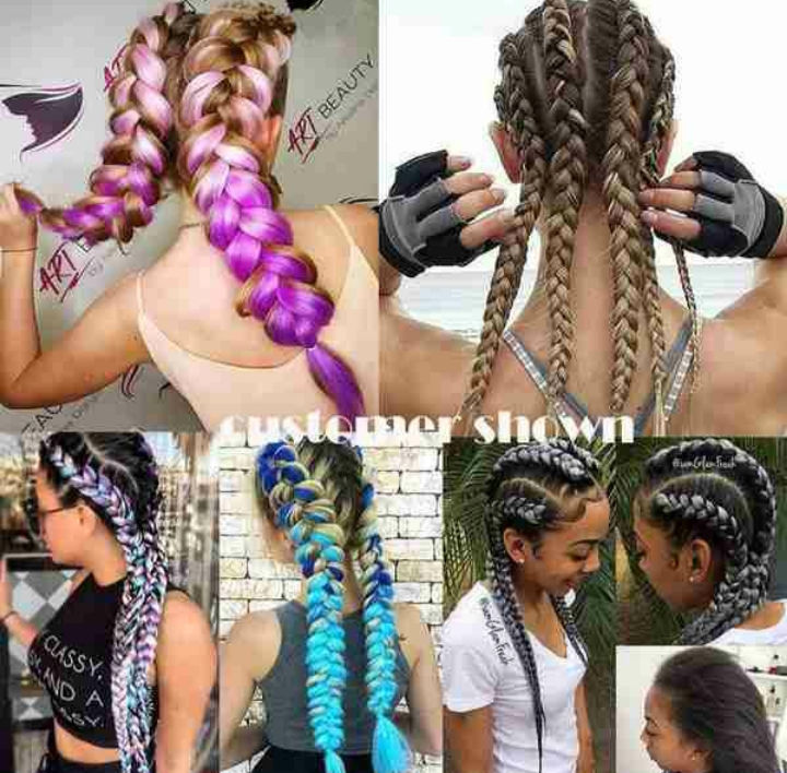 Miniatura: Jumbo Braiding sintética crochet 64 cores