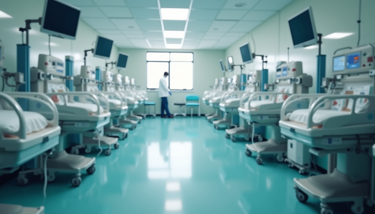Eye-level view of a neonatal intensive care unit in a hospital