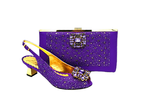 Laura, purple wedding shoes and matching bag set Mary Shoes