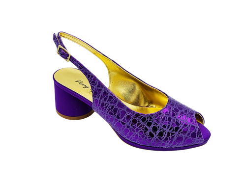 Low Heel Lilac Shoes And Bag Capri, Elegant Purple Low Heeled