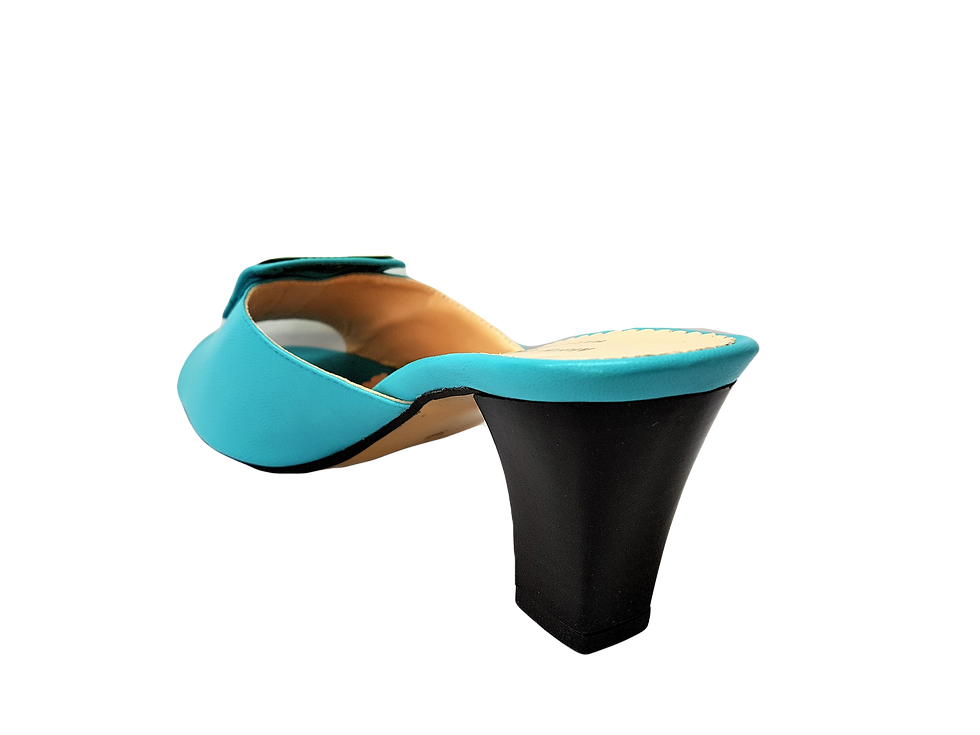 Thumbnail: Leyla turquoise mid-height leather sandals
