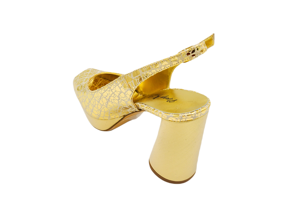 Thumbnail: Capri, elegant gold chunky heels and matching bag