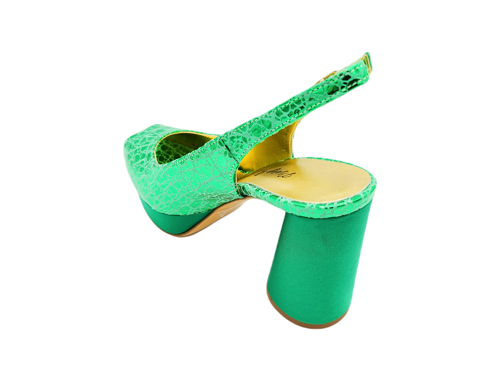 Thumbnail: Capri, elegant green chunky heels and matching bag