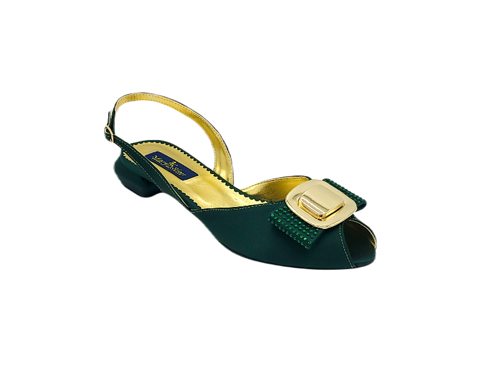 Thumbnail: Ayla, flat emerald shoes and matching bag set