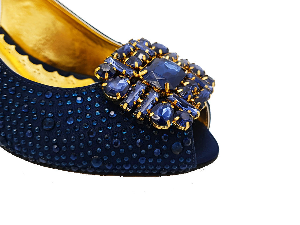 Thumbnail: Laura, navy-blue wedding shoes and matching bag set