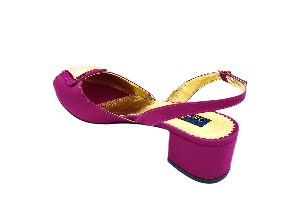 Thumbnail: Miley low-heeled magenta wedding shoes and matching bag set