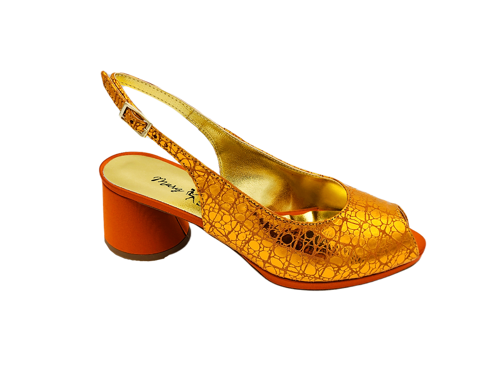 Thumbnail: Capri, elegant burnt orange low heeled wedding shoes and matching bag