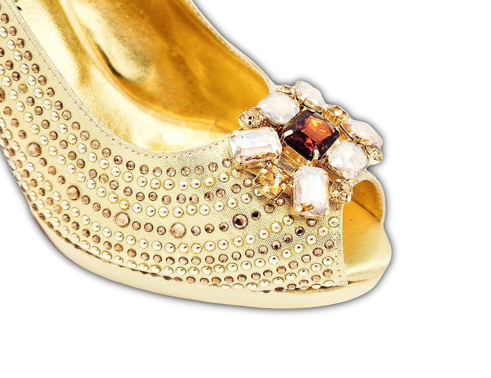 Thumbnail: Maya, fabulous gold wedding shoes and matching bag