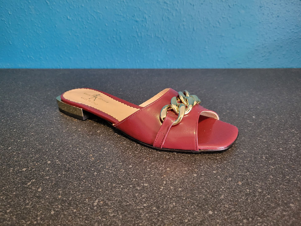 Thumbnail: Rosie, flat burgundy leather sandals