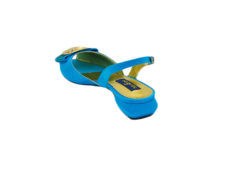 Thumbnail: Ayla, flat turquoise shoes and matching bag set