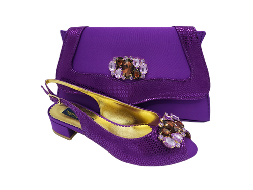 Camilla, purple flat wedding shoes and matching bag set Mary Shoes