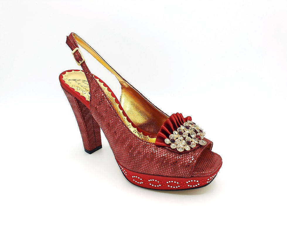 Thumbnail: Ella, burgundy high-heeled wedding shoes and matching bag set