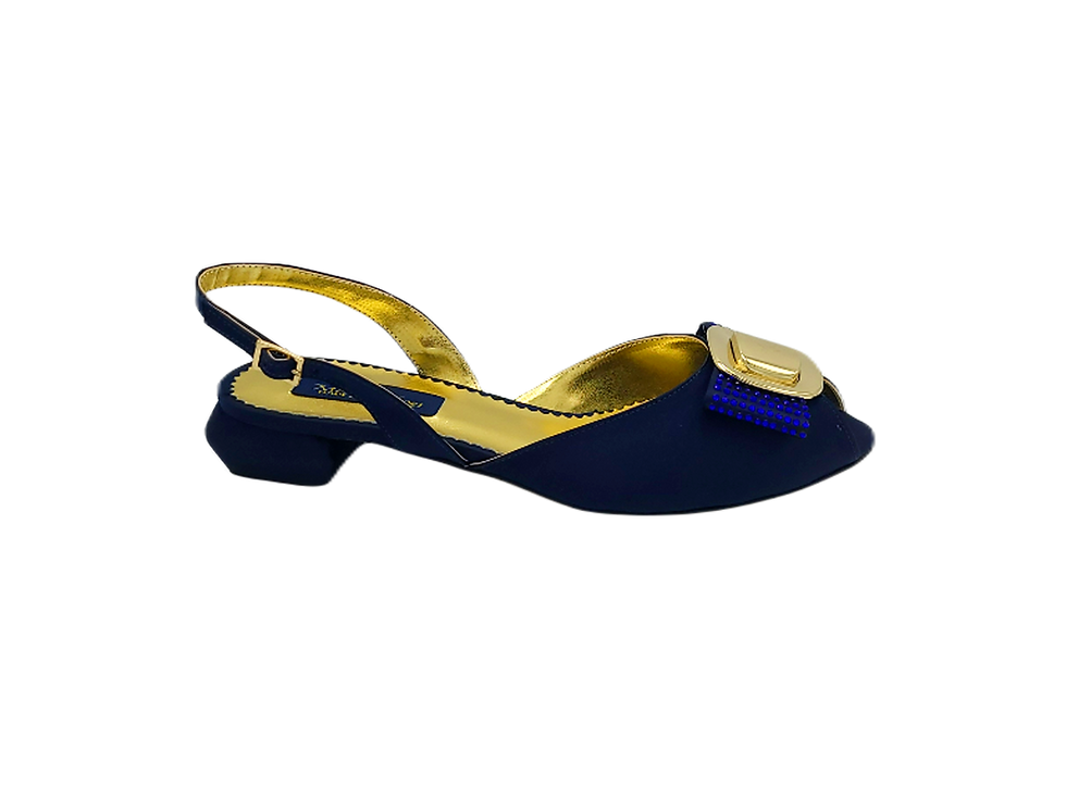 Thumbnail: Ayla, flat navy-blue shoes and matching bag set