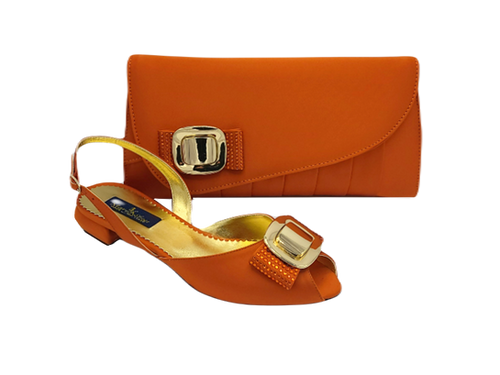 Brown Evening Shoes And Handbags Ayla, Flat Burnt-orange Shoes And