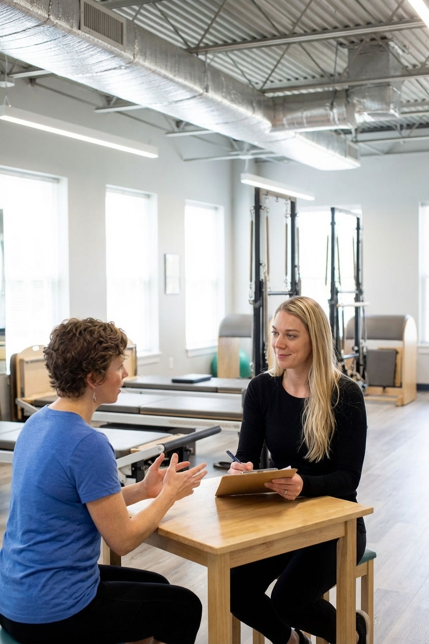  Patient working with a provider at a holistic wellness and performance physical therapy clinic in Dunwoody