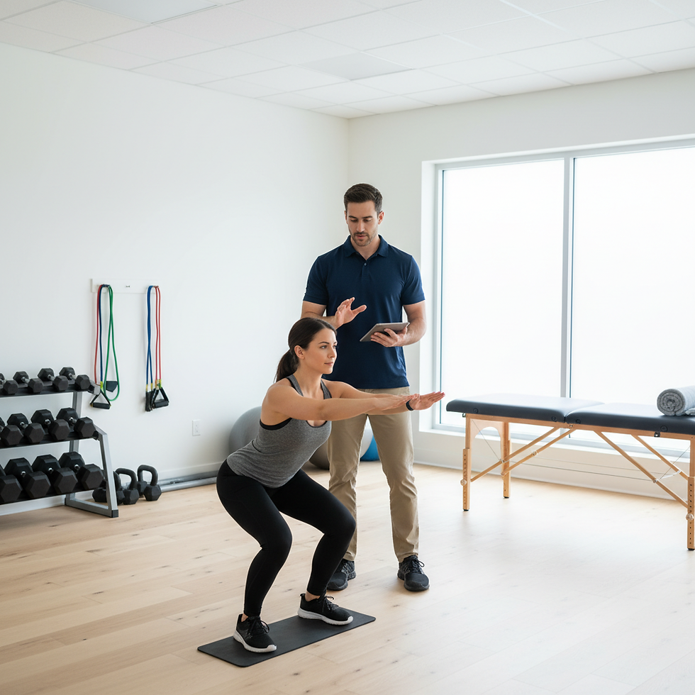 Sports chiropractor performing movement assessment on athlete in Oklahoma City clinic