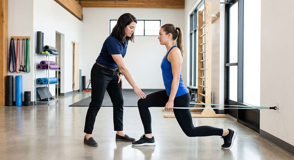 Patient working with a provider at a pelvic floor and performance physical therapy clinic in Huntersville, NC