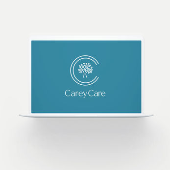 Laptop shoeing the Brand design for a London Care Home called Carey Care
