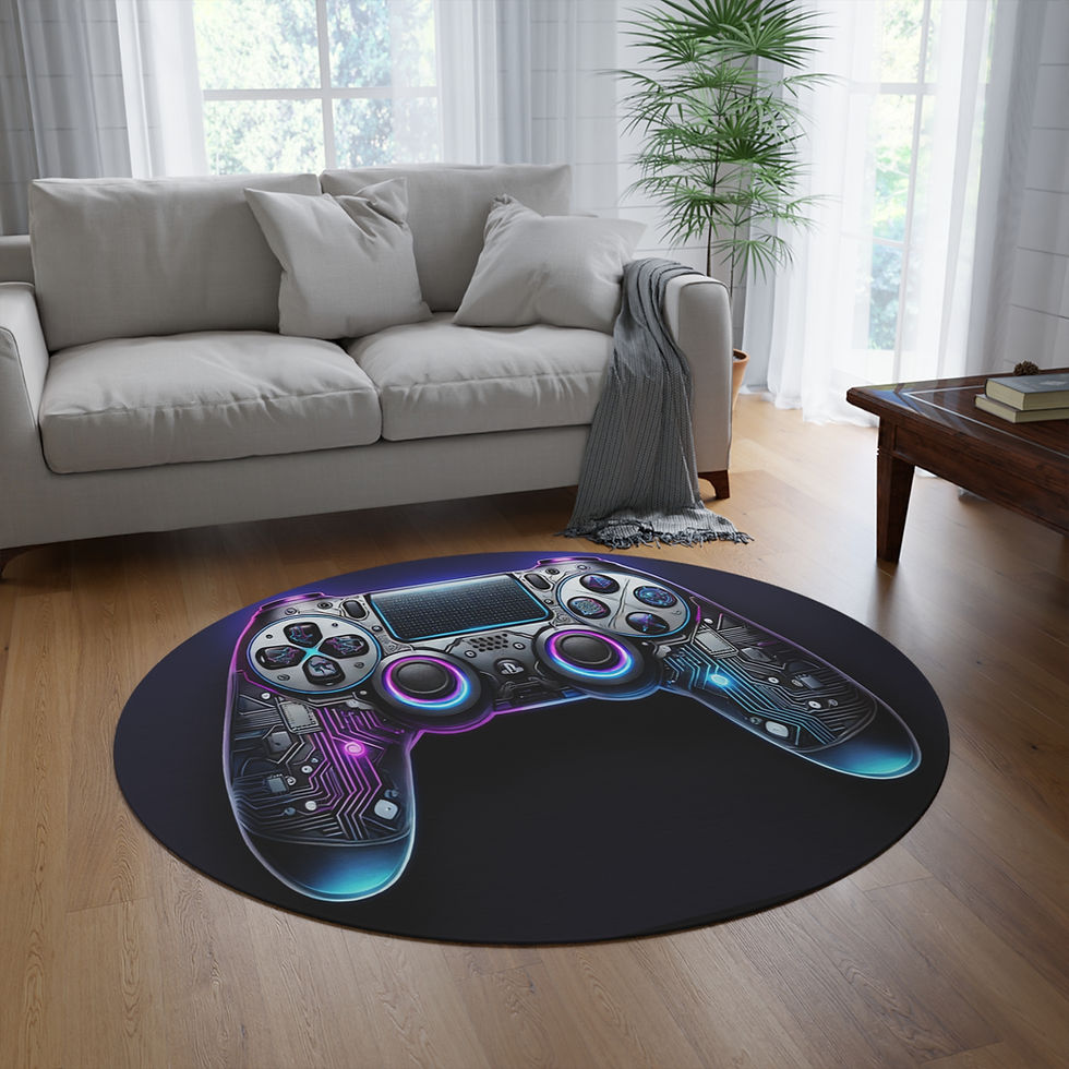 Thumbnail: Gamer Gaming Controller Round Rug - Stylish Area Mat for Video Game Lovers