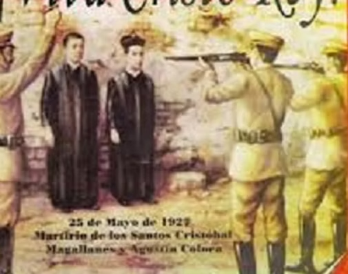 Padres Cristóbal Magallanes y Agustín Caloca en el paredón para ser fusilados solo por ser sacerdotes y creer que eran los dirigentes de los cristeros