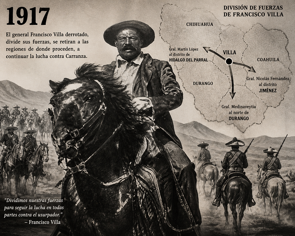 Francicso Villa Derrotado divide sus fuerzas