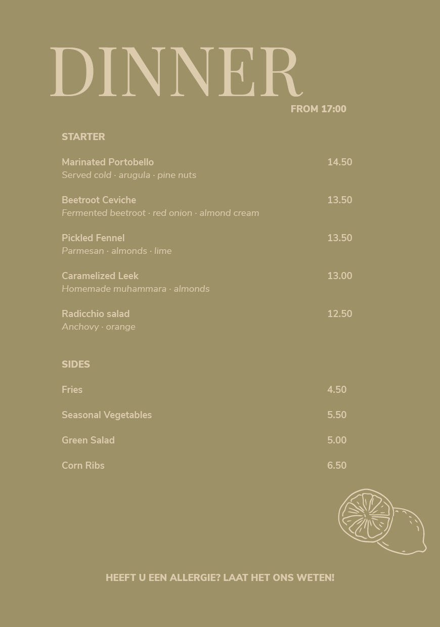 Lua Étterem Menu | Lua Beach