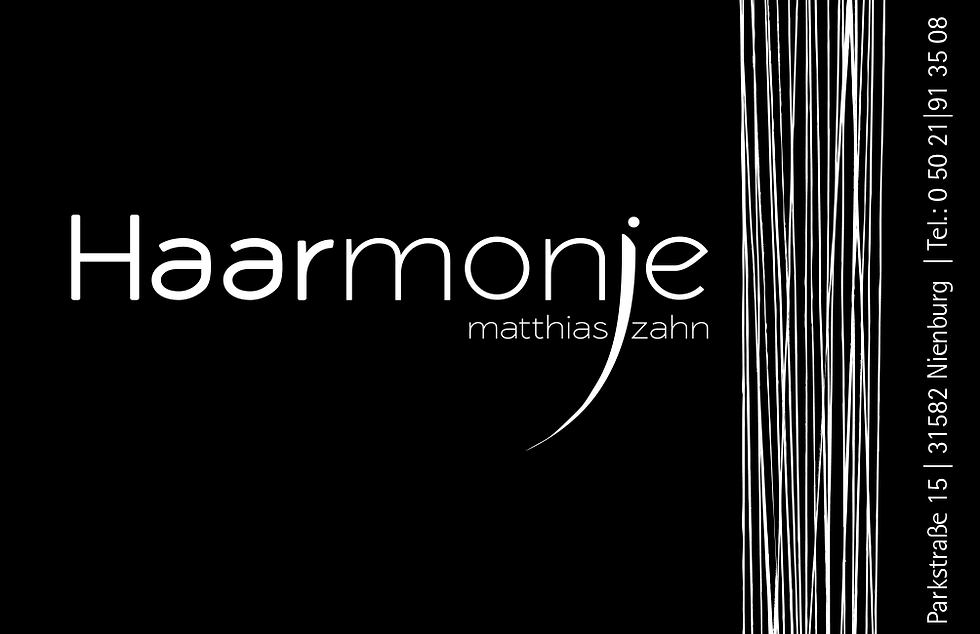 Haarmonie komplett, weiß auf schwarz