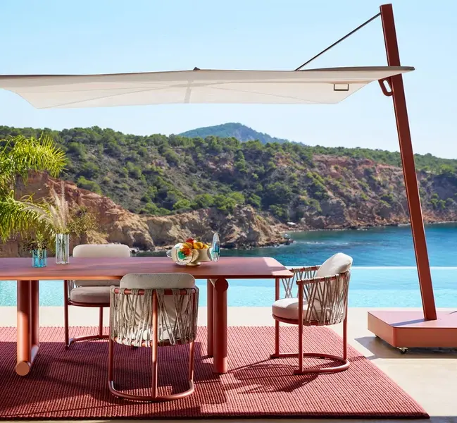 Уличный зонт от солнца и дождя из плотной ткани Parasol от Cassina купить в наличии в Москве в Altagamma