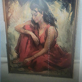 A Van Cleef framed print of The Card Player.