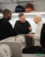 Pope Leo with Fr. Joseph Farrell, OSA and Fr. Martin Davakan, OSA, en route from Rome to Algeria