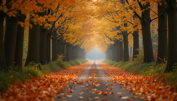 High angle view of a peaceful forest path in New Forest during autumn