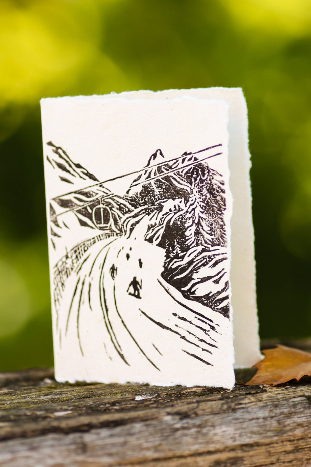 Down the slope, a greeting card and a piece of art in one