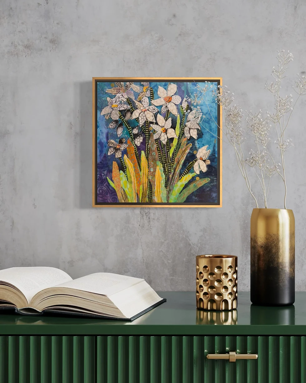 Thumbnail: Narcissus Flower Collage, December birth month flower, 10" x 10" x 1.5"