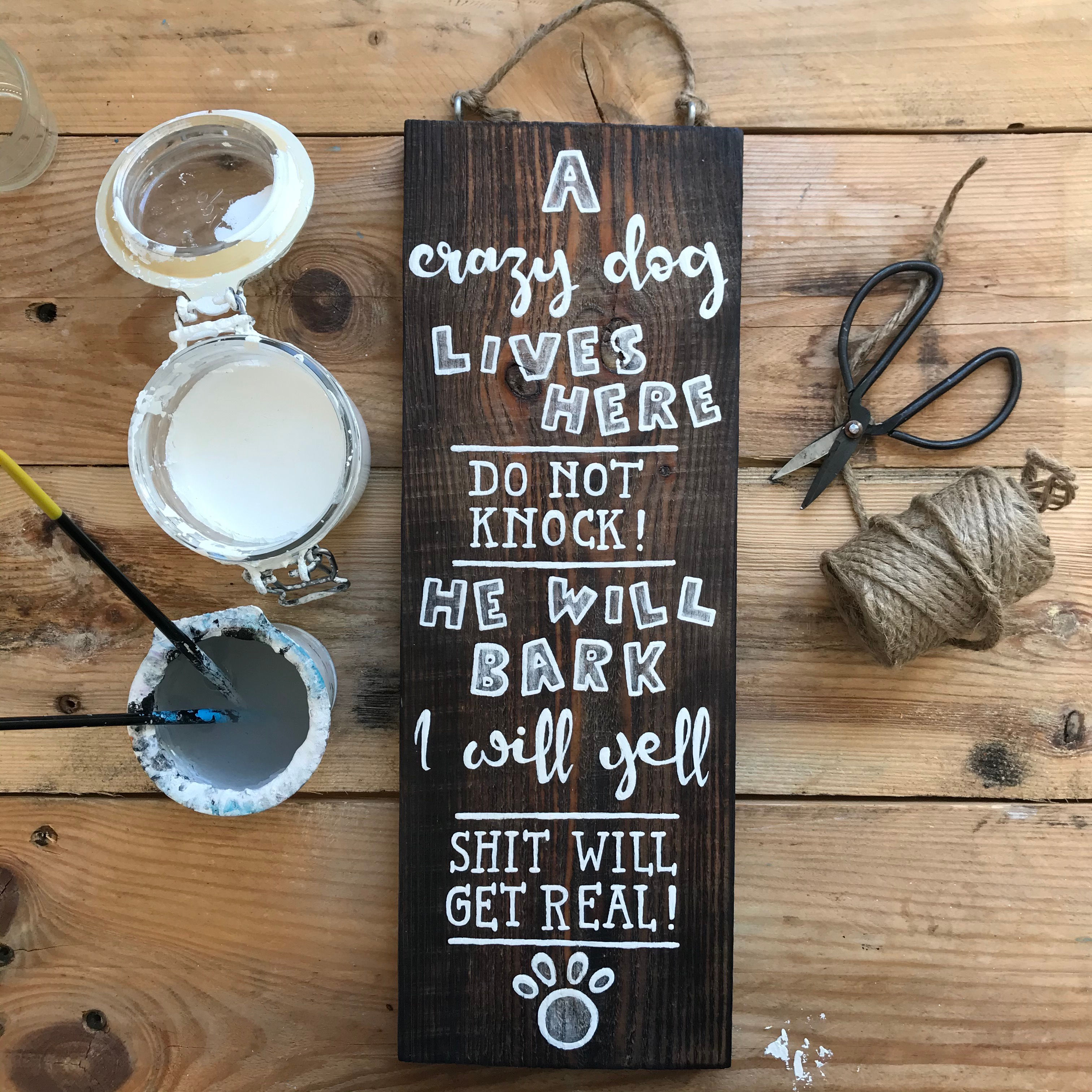 Dekoschild "Crazy Dog"