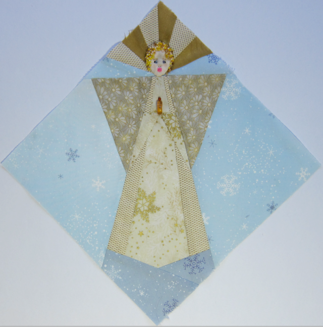 Paper-pieced angel following the format of my recent seasonal blocks