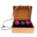 Dk Pink, Mid Grey, Dk Pink Wool Felt/Wooden Bead Necklace in kraft card gift box