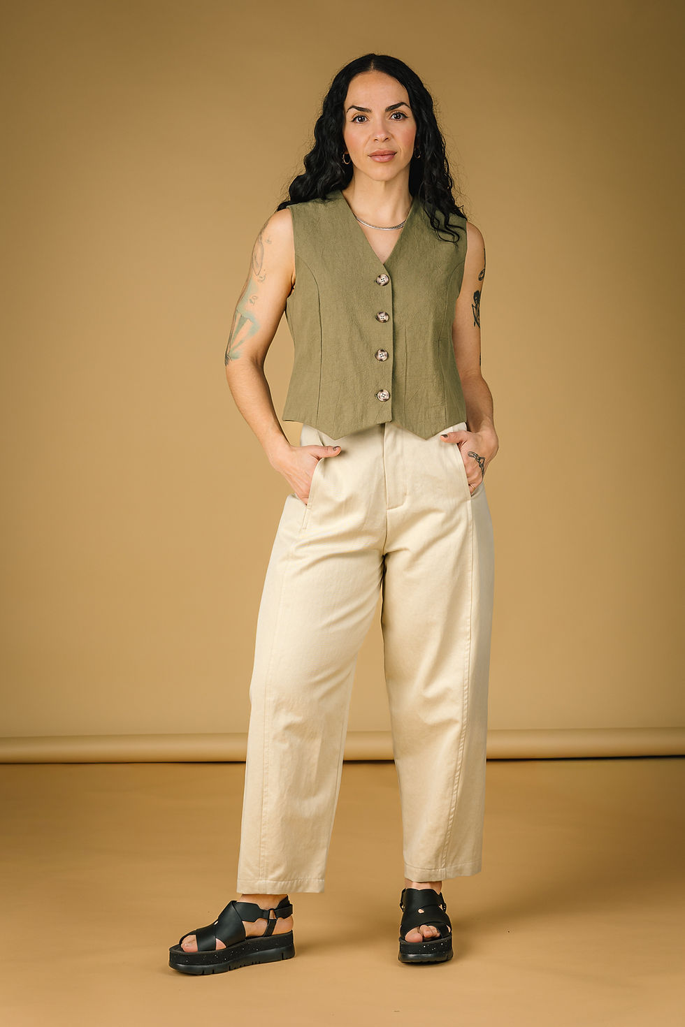 Miniature : Pantalon Barrel ivoire