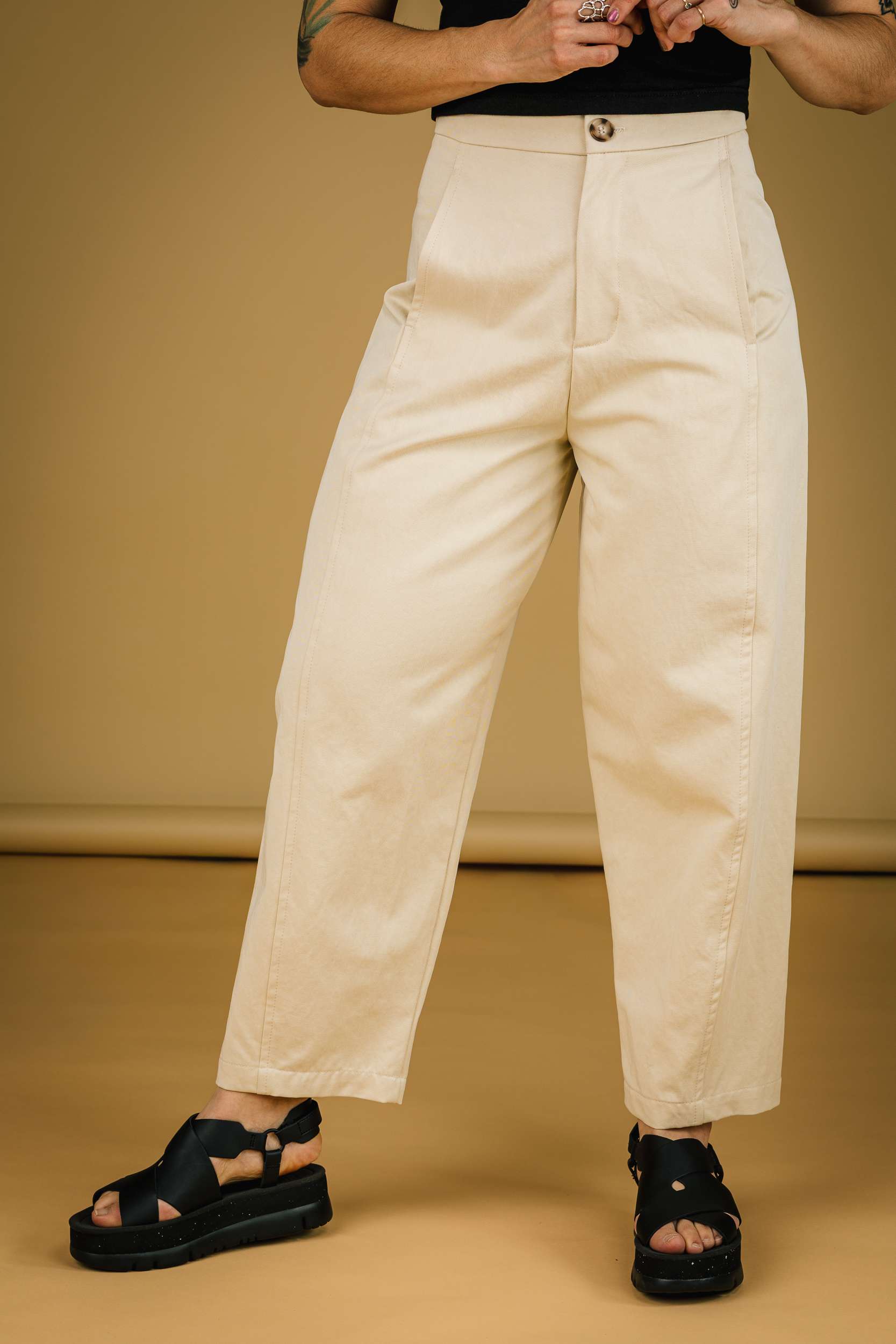 Pantalon Barrel ivoire