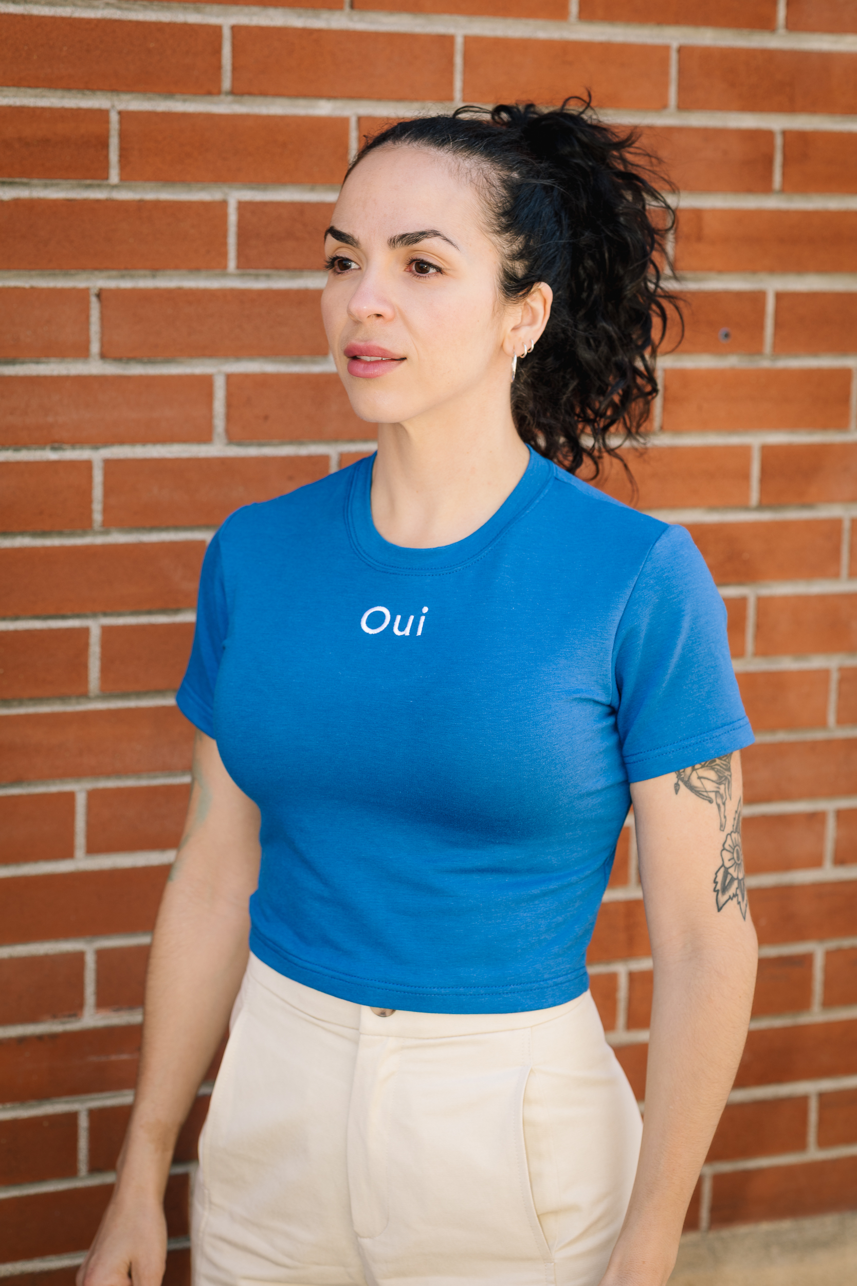 T-shirt Oui bleu