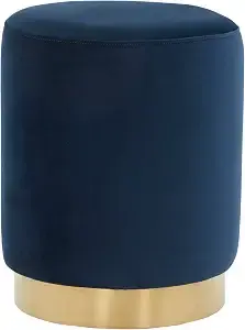 Skylar Blue Velvet Ottoman