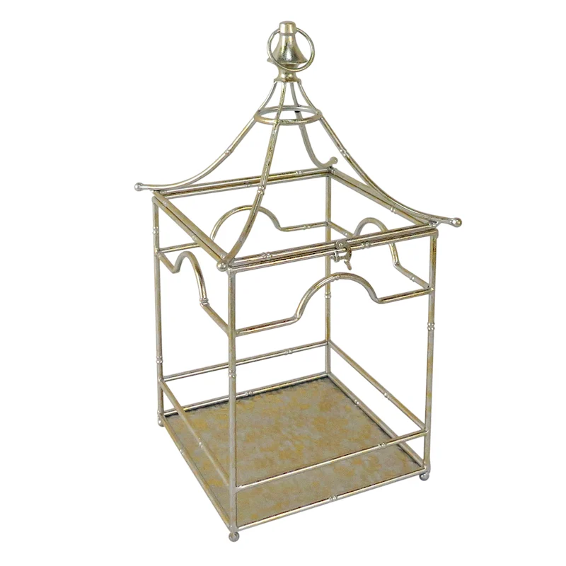 18.5" Antique Gold Metal Lantern