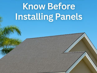 Suburban Pine Hills home with a new solar-ready roof, palm trees, and Pine Hills Roofing branding.