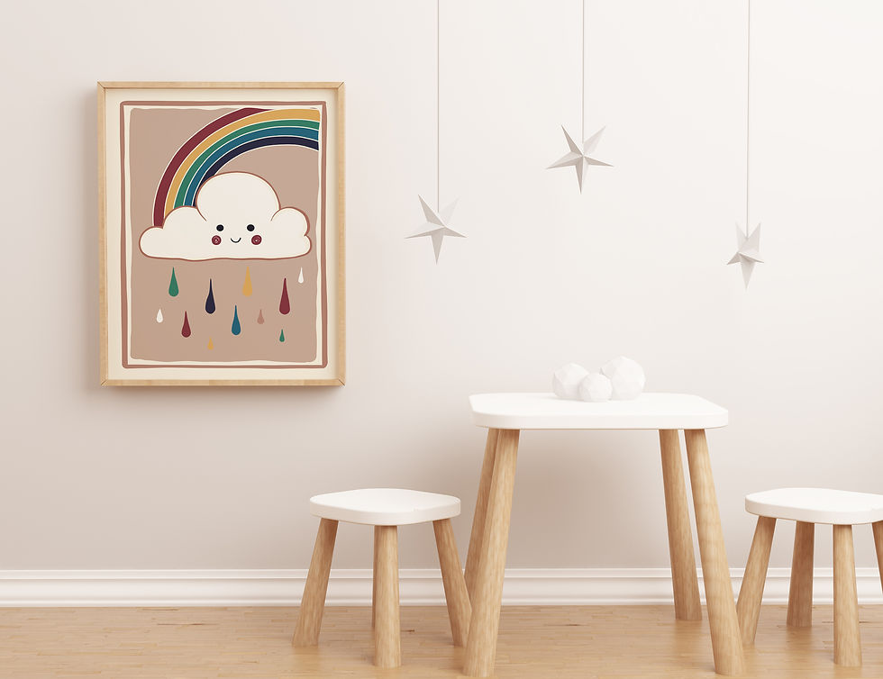 Thumbnail: Sun Rainbow Cloud Moon Boho Modern Nursery Prints